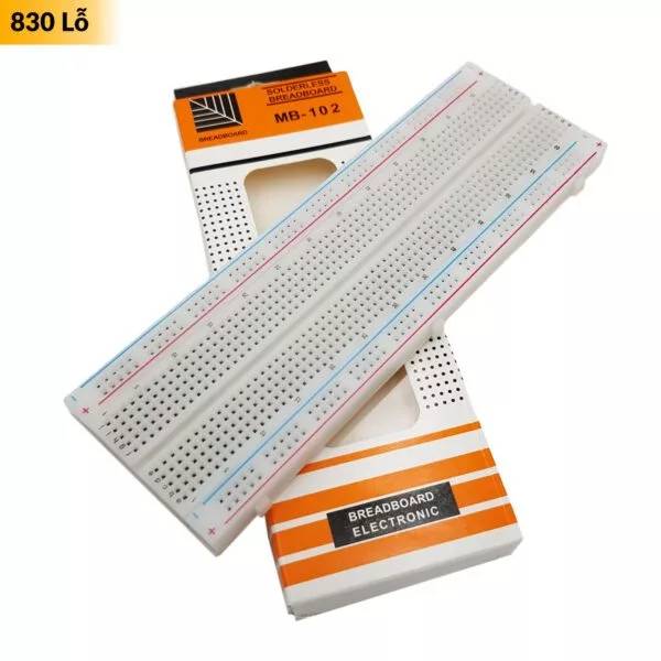 Breadboard MB-102 830 Lỗ 165x55x10mm (Board test, cắm linh kiện, bo test, bảng mạch thử nghiệm ) - Linh kiện điện tử TNS