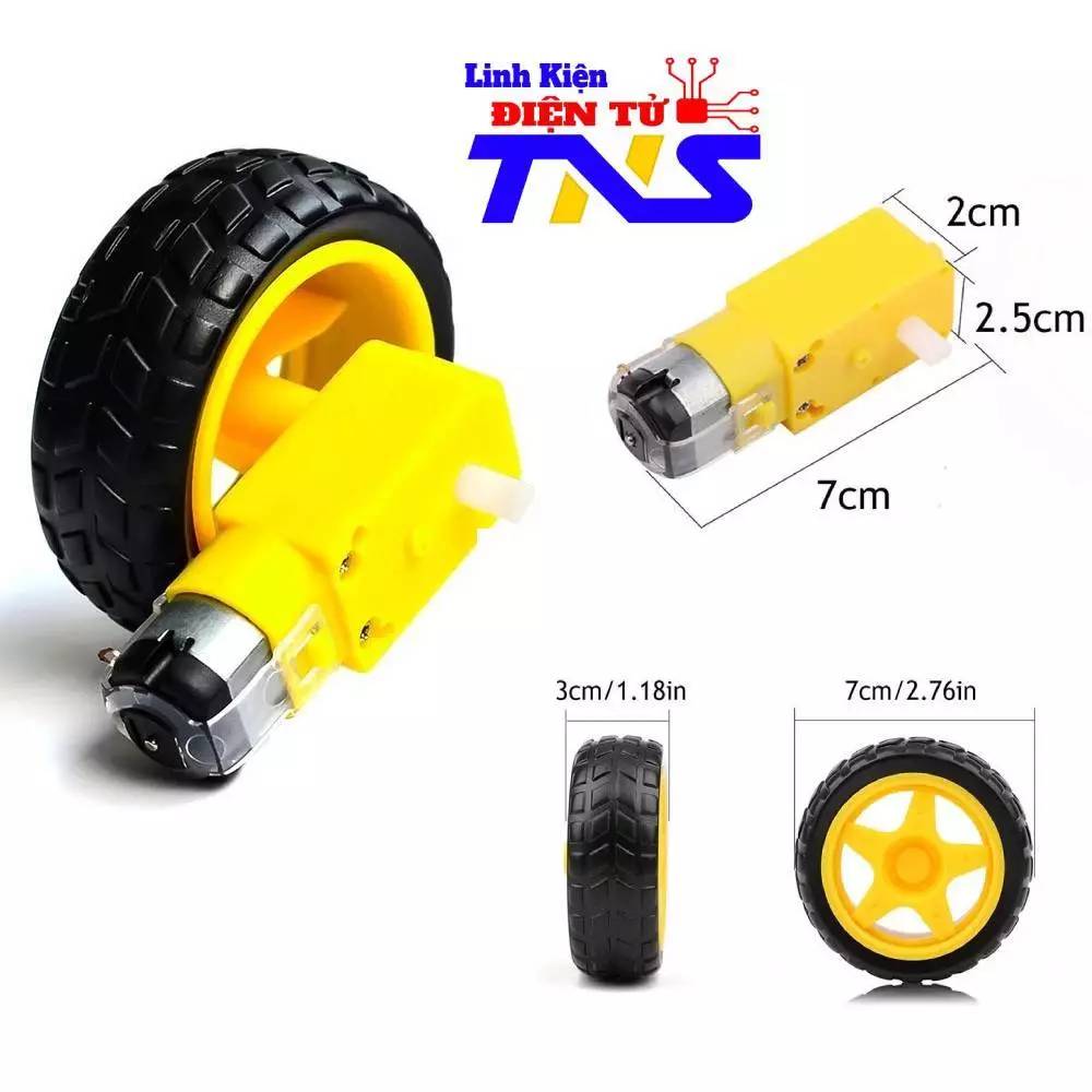 Động cơ giảm tốc vàng 3V-9V kèm bánh xe vàng chất lượng